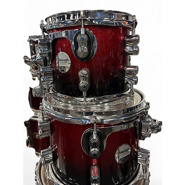 Used PDP by DW 6 Piece Concept Series Red and black Drum Kit