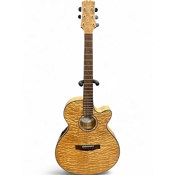 Used Mitchell MX400 Quilted Ash Burl Acoustic Electric Guitar