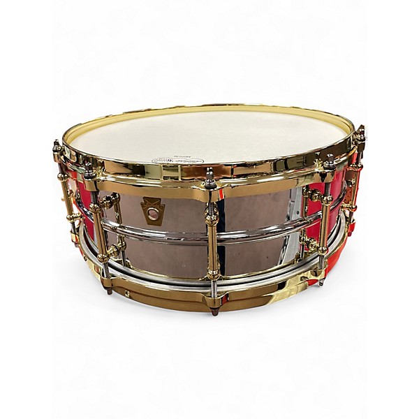 Used Ludwig 5.5X14 supraphonic snare LB400BBTN60 Chrome over brass Drum