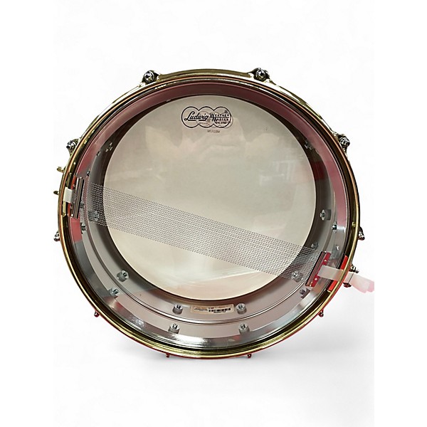 Used Ludwig 5.5X14 supraphonic snare LB400BBTN60 Chrome over brass Drum