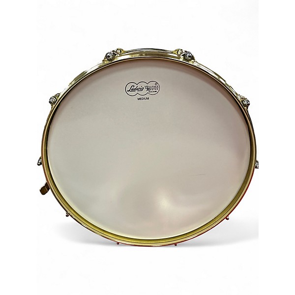 Used Ludwig 5.5X14 supraphonic snare LB400BBTN60 Chrome over brass Drum