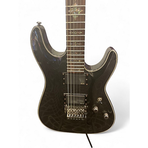 Used Schecter Guitar Research Damien Elite 6 Floyd Rose Silver Sparkle Solid Body Electric Guitar