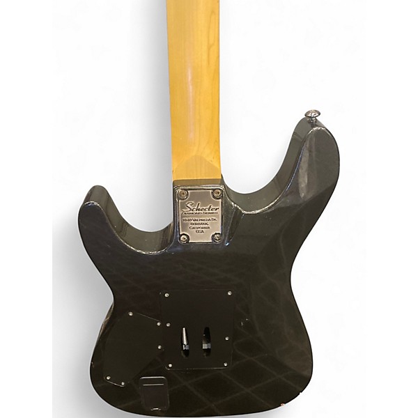 Used Schecter Guitar Research Damien Elite 6 Floyd Rose Silver Sparkle Solid Body Electric Guitar