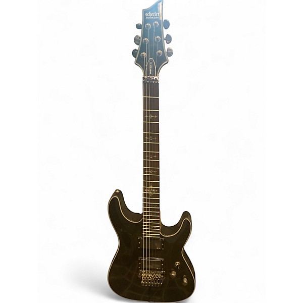 Used Schecter Guitar Research Damien Elite 6 Floyd Rose Silver Sparkle Solid Body Electric Guitar