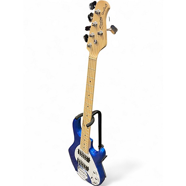 Used Sterling by Music Man Ray5 5 String Blue Electric Bass Guitar