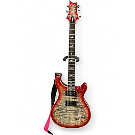 Used PRS Custom SE Red Grey Quilt Solid Body Electric Guitar