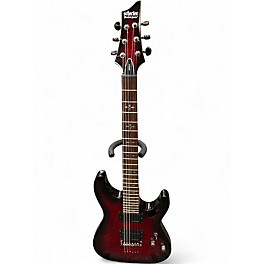 Used Schecter Guitar Research Demon 6 Red to Black Fade Solid Body Electric Guitar