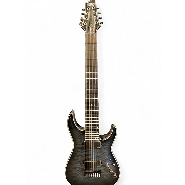 Used Schecter Guitar Research Hellraiser Hybrid c8 transparent black Solid Body Electric Guitar