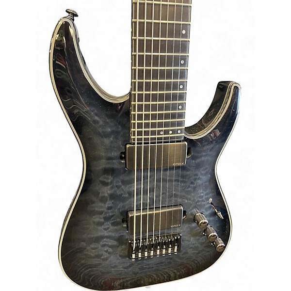 Used Schecter Guitar Research Hellraiser Hybrid c8 transparent black Solid Body Electric Guitar