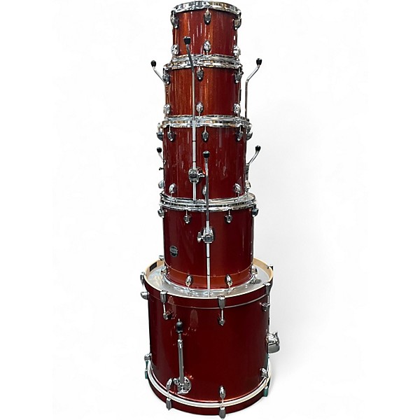 Used Mapex 7 Piece mars birch crossover blood orange sparkle Drum Kit
