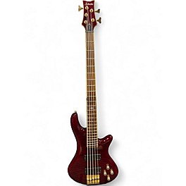 Used Schecter Guitar Research diamond series elite-5 Crimson Red Trans Electric Bass Guitar