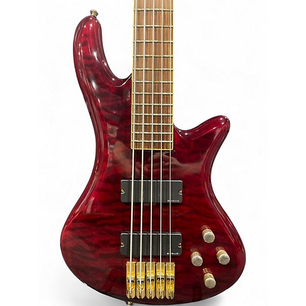 Used Schecter Guitar Research diamond series elite-5 Crimson Red Trans Electric Bass Guitar