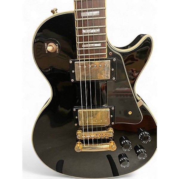 Used Epiphone Les Paul Custom Black and Gold Solid Body Electric Guitar