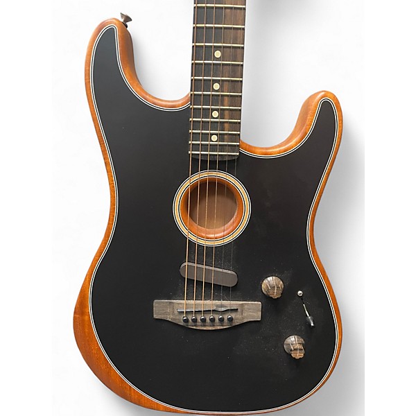 Used Fender American Acoustasonic Stratocaster Black Acoustic Electric Guitar