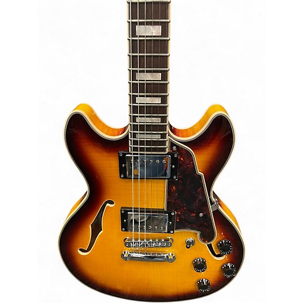 Used D'Angelico Premier Series DC 3 Color Sunburst Hollow Body Electric Guitar