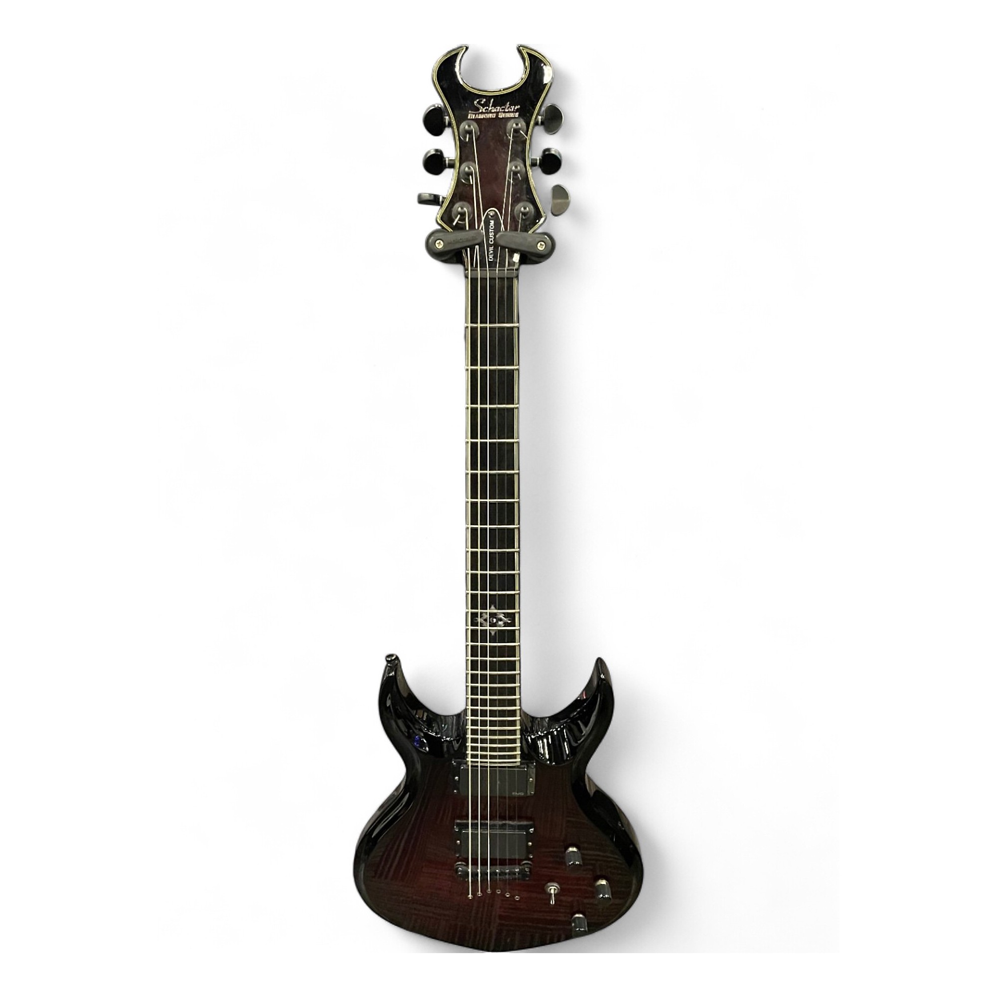 Used Schecter Guitar Research devil custom Crimson Red Burst