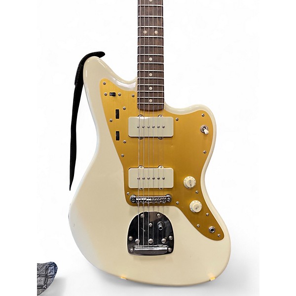 Used Fender Jazzmaster WHITE AND GOLD Solid Body Electric Guitar