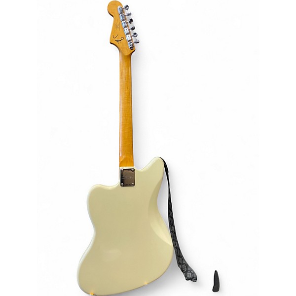 Used Fender Jazzmaster WHITE AND GOLD Solid Body Electric Guitar