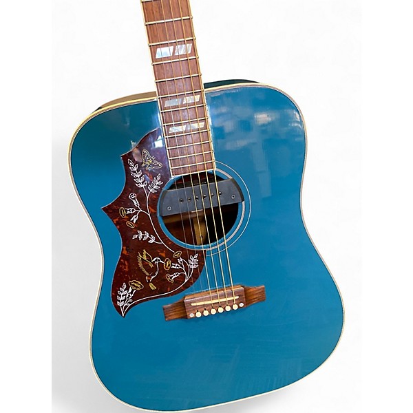 Used Gibson Left Handed Hummingbird Standard Big Sky Blue Acoustic Electric Guitar