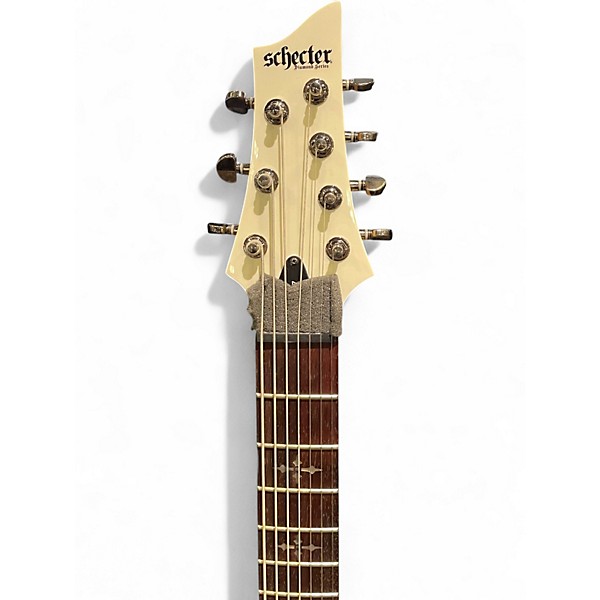 Used Schecter Guitar Research Demon 7 String White Solid Body Electric Guitar