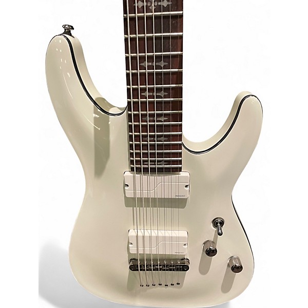 Used Schecter Guitar Research Demon 7 String White Solid Body Electric Guitar