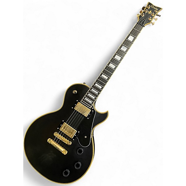 Used Schecter Guitar Research SOLO II-CUSTOM Black and Gold Solid Body Electric Guitar