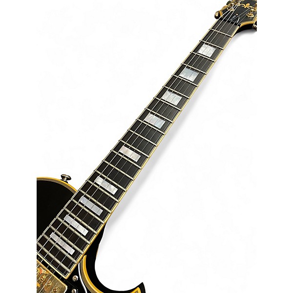 Used Schecter Guitar Research SOLO II-CUSTOM Black and Gold Solid Body Electric Guitar