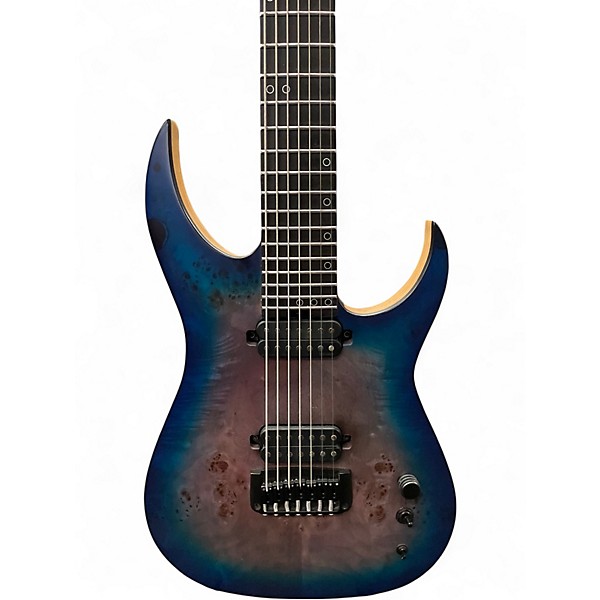 Used 2019 Schecter Guitar Research KM-7 MK-III Blue Crimson Solid Body Electric Guitar