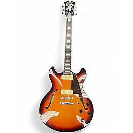 Used D'Angelico Premier Series DC 3 Tone Sunburst Hollow Body Electric Guitar
