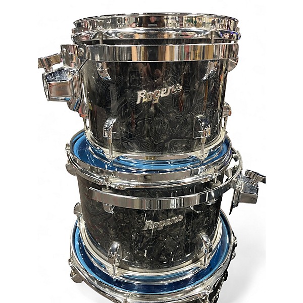 Used Rogers 5 Piece Shell Pack w/ hardware Charcoal Swirl Drum Kit