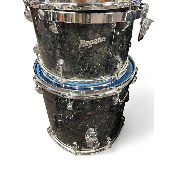 Used Rogers 5 Piece Shell Pack w/ hardware Charcoal Swirl Drum Kit