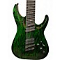 Used Schecter Guitar Research silver mountain c7 ms Black and Green Solid Body Electric Guitar