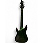 Used Schecter Guitar Research silver mountain c7 ms Black and Green Solid Body Electric Guitar