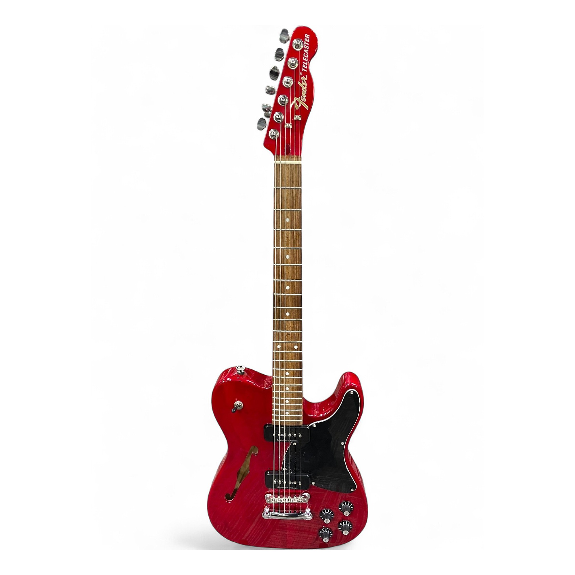 Used Fender JA90 Jim Adkins Thinline Telecaster Crimson Red Trans