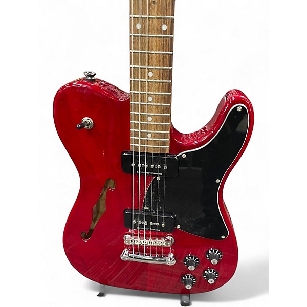 Used Fender JA90 Jim Adkins Thinline Telecaster Crimson Red Trans Hollow Body Electric Guitar