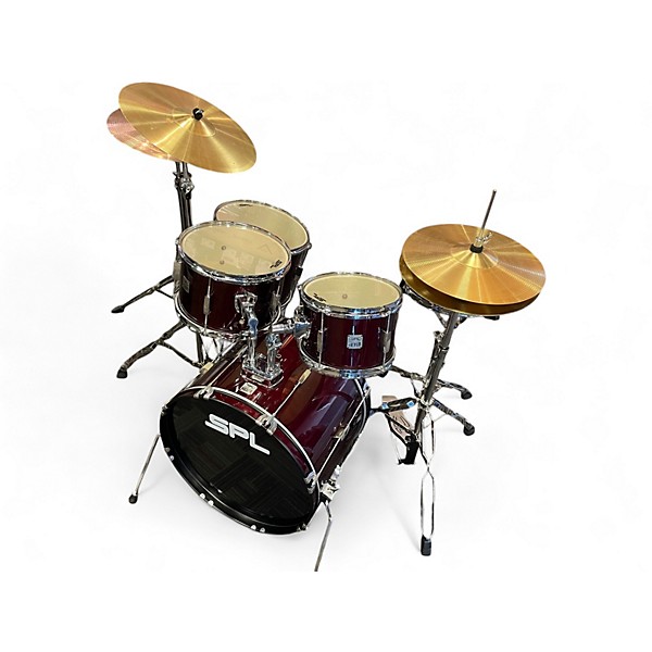 Used SPL 5 Piece Kicker 5 Piece Drum Set Red Drum Kit