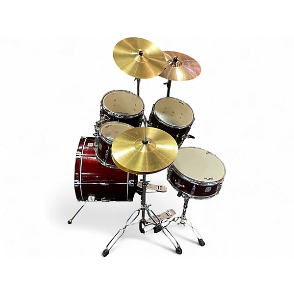 Used SPL 5 Piece Kicker 5 Piece Drum Set Red Drum Kit