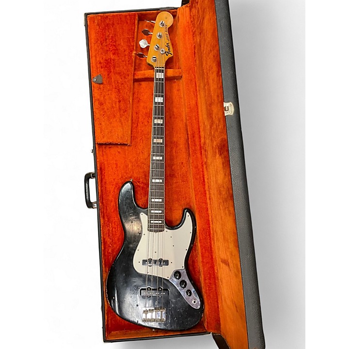 Vintage 1973 Fender Jazz Bass Black Electric Bass Guitar