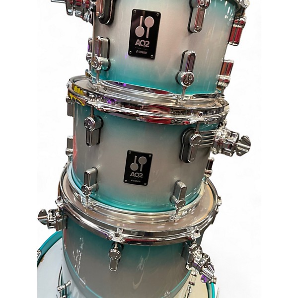Used SONOR 4 Piece AQ2 Studio Aqua Silver Burst Drum Kit