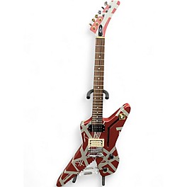 Used EVH Striped Series Shark Burgundy/Silver Stripes Solid Body Electric Guitar