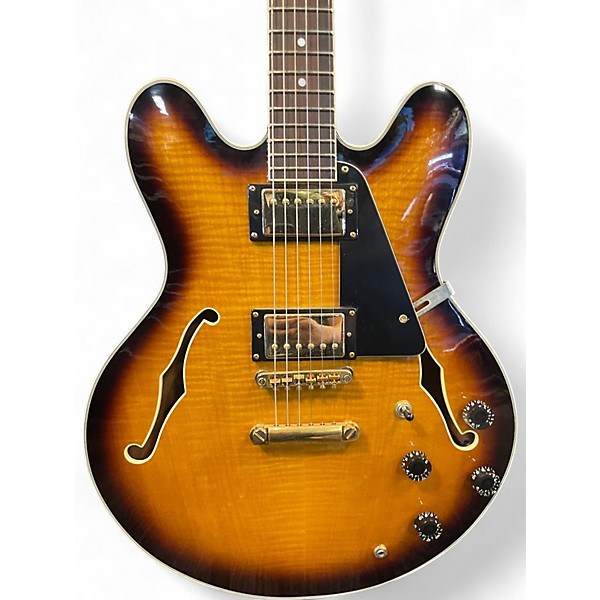 Used Stellar 335 style Tobacco Burst Hollow Body Electric Guitar