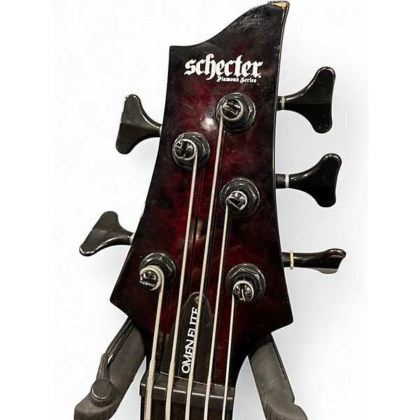 Used Schecter Guitar Research omen elite bass Crimson Red Trans Electric Bass Guitar