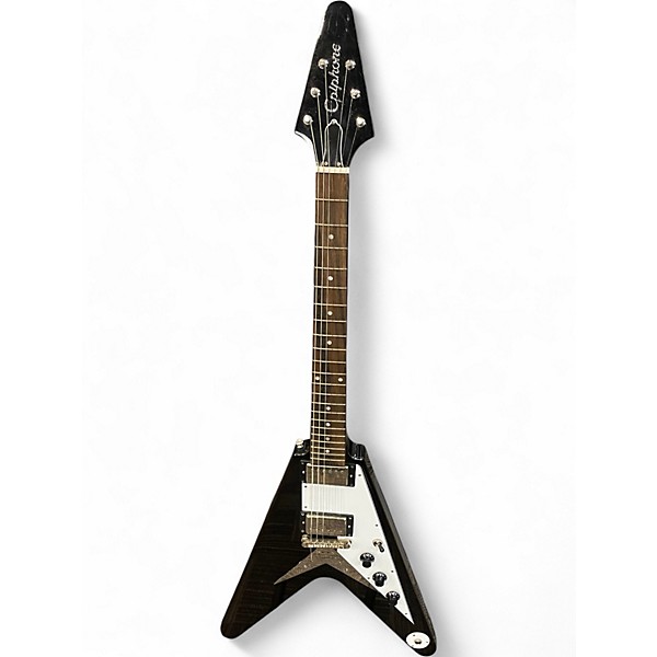 Used Epiphone 1958 Korina Flying V Black and White Solid