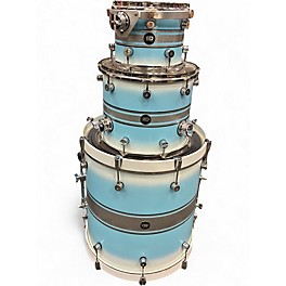 Used Risen Drums 3 Piece Custom Shell Pack Blue and Silver Drum Kit