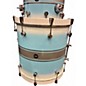 Used Risen Drums 3 Piece Custom Shell Pack Blue and Silver Drum Kit