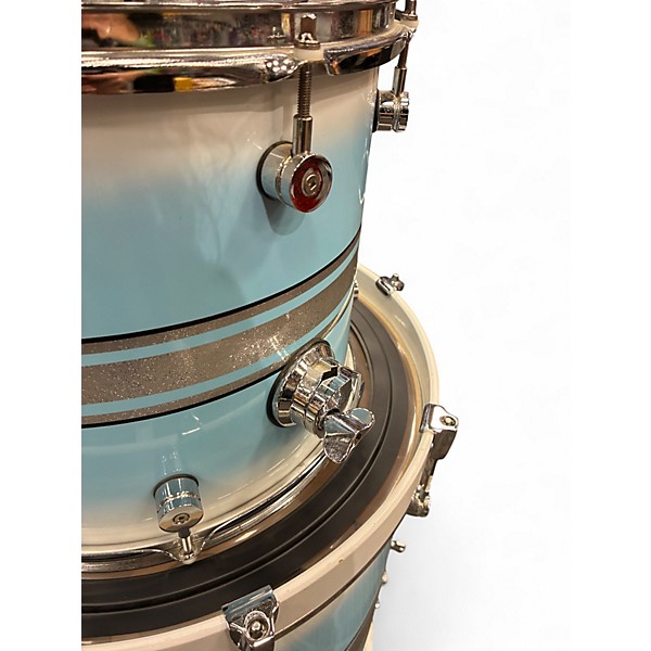 Used Risen Drums 3 Piece Custom Shell Pack Blue and Silver Drum Kit