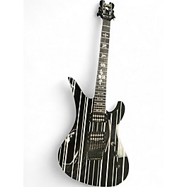 Used Schecter Guitar Research Synyster Gates Signature Custom Black with Silver Pinstripes Solid Body Electric Guitar