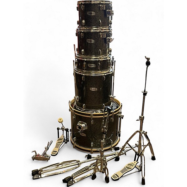 Used Mapex 5 Piece QR Voyager Sparkle Onyx Drum Kit