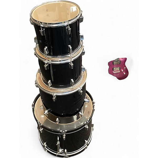 Used Percussion Plus 4 Piece 4 Piece Black Drum Kit
