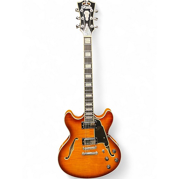 Used 2024 D'Angelico Premier Series DC Iced Tea Hollow Body Electric Guitar